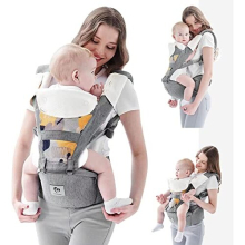 Baby Carrier, Bellababy Multifunction Baby Carrier Hip Seat (Ergonomic M Position) for 3-36 Month Baby, 6-in-1 Ways to Carry, All Seasons, Adjustable
