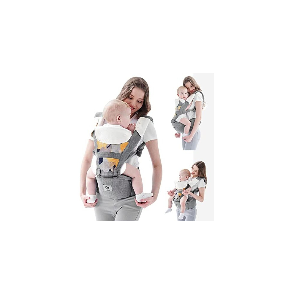 Baby Carrier, Bellababy Multifunction Baby Carrier Hip Seat (Ergonomic M Position) for 3-36 Month Baby, 6-in-1 Ways to Carry, All Seasons, Adjustable