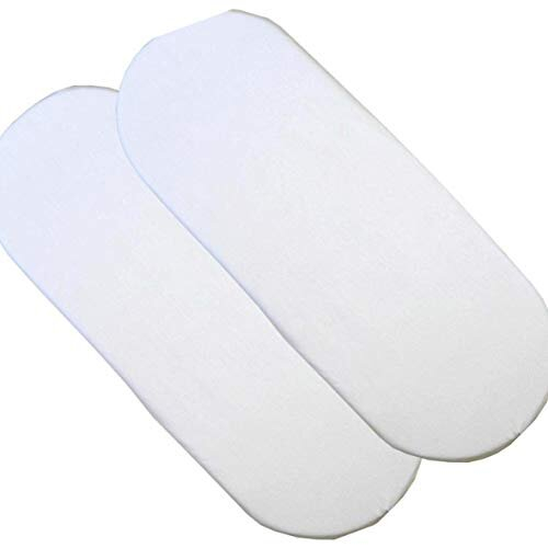 - Pair of 100% Cotton Moses Basket Fitted Sheets - Baby Cradle Sheets, Bassinet Fitted Sheets - 35x75cm - White
