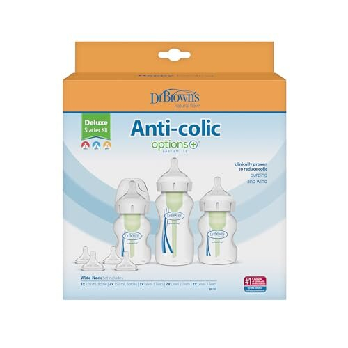 Options+ Anti Colic Baby Bottle, Wide Neck, Starter kit 1