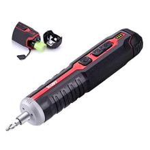 Pushdrive Cordless Screwdriver 2000mah Removable Li-Ion Battery 4V Electric Screwdriver with Circuit Sensing Function,10pcs Bit, 1pc Extension Bit