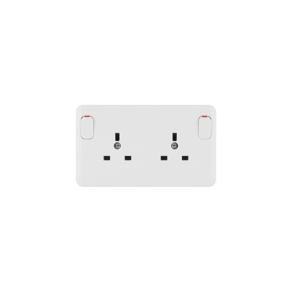 Lisse White Moulded - Switched Single to Double Socket Converter, 13A, GGBL30212DS, White