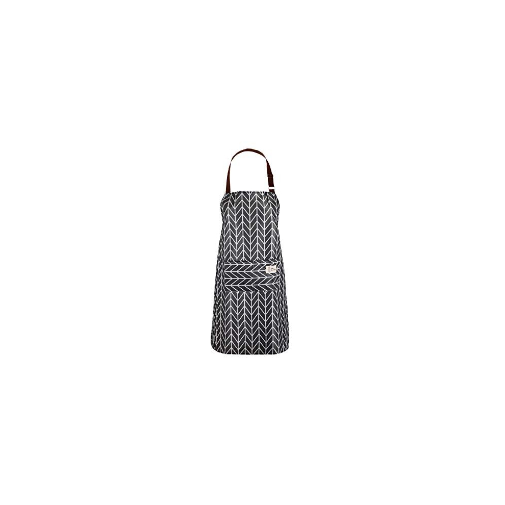 PVC Apron Kitchen Apron Waterproof Vinyl Cooking Apron with Pockets Wipe Clean Aprons Chef Apron Wipeable Apron Plastic Apron Oil Cloth Apron Grey