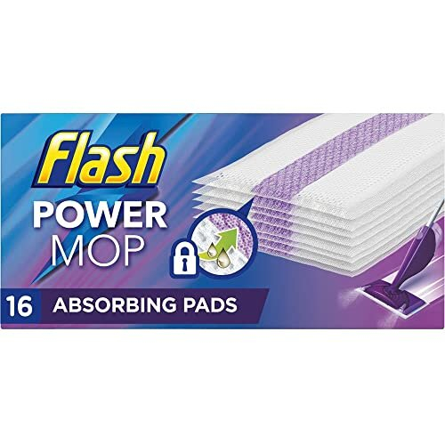 Flash Power Mop Refills with 16 Pads Floor Cleaning Absorbing Lock Home Surface Pad Multi-Surface