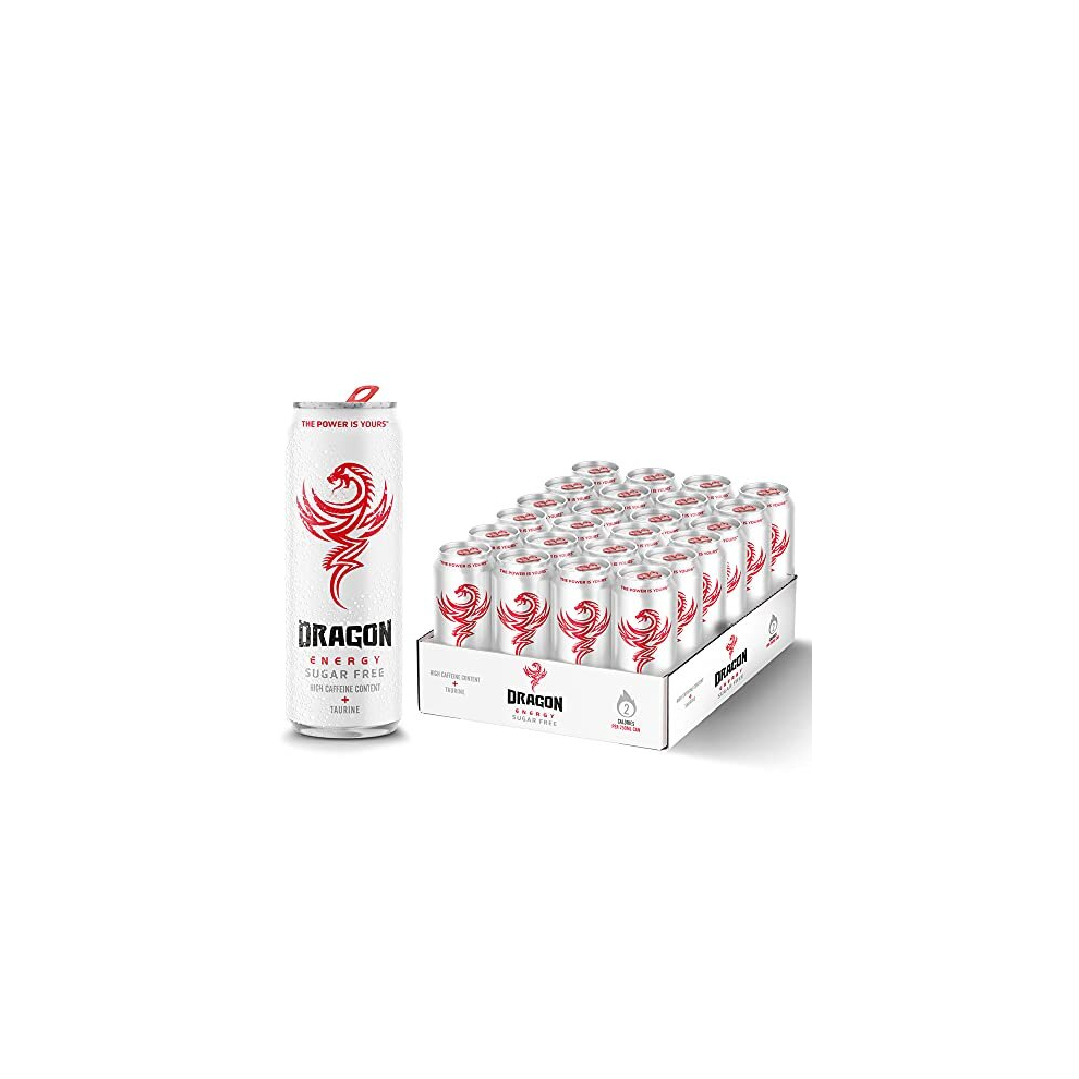 Dragon Sugar Free Energy Drink, High Caffeine Content & Taurine, BVITS* B3, B5, B6 & B13, 2 Calories, Proudly British, 100% Recyclable 24 x 250 ml