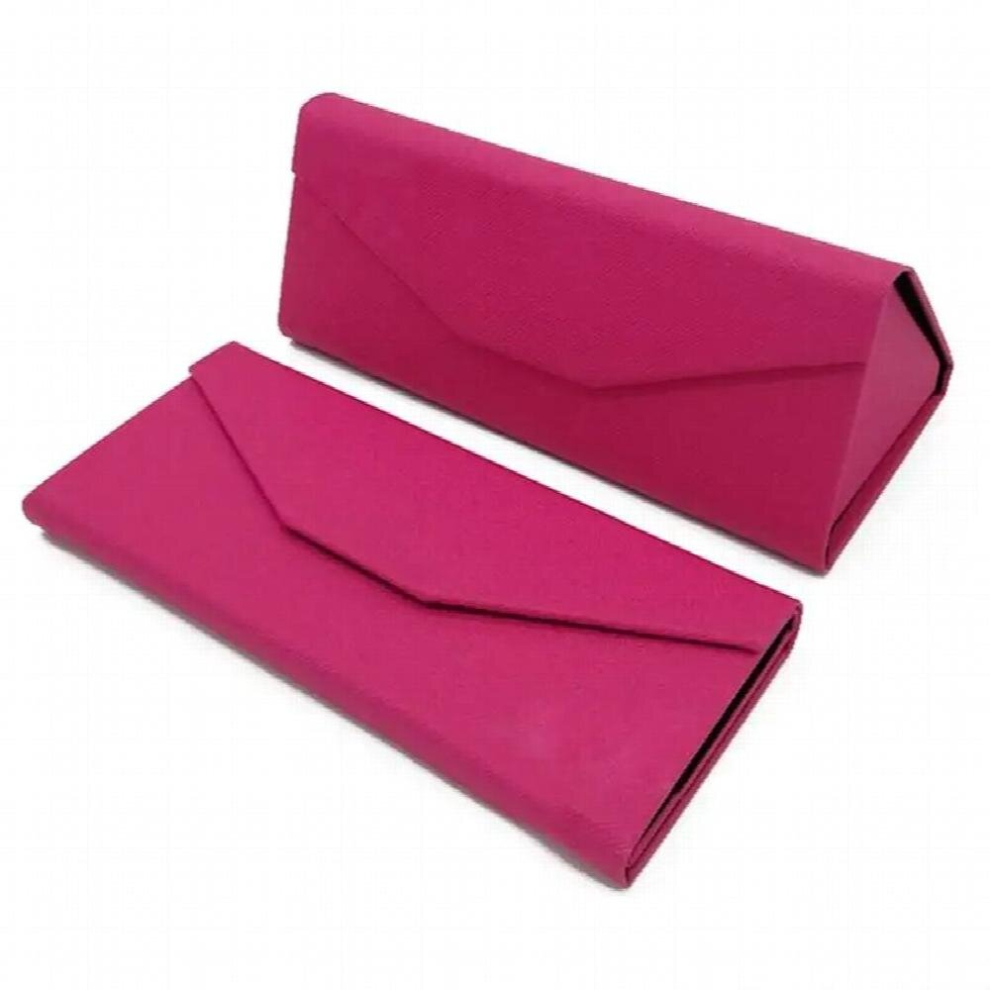 Cross Pattern Leather Glasses Case Triangle Foldable Hard Leather Glasses Case Sunglasses Storage Box Glasses Accessories