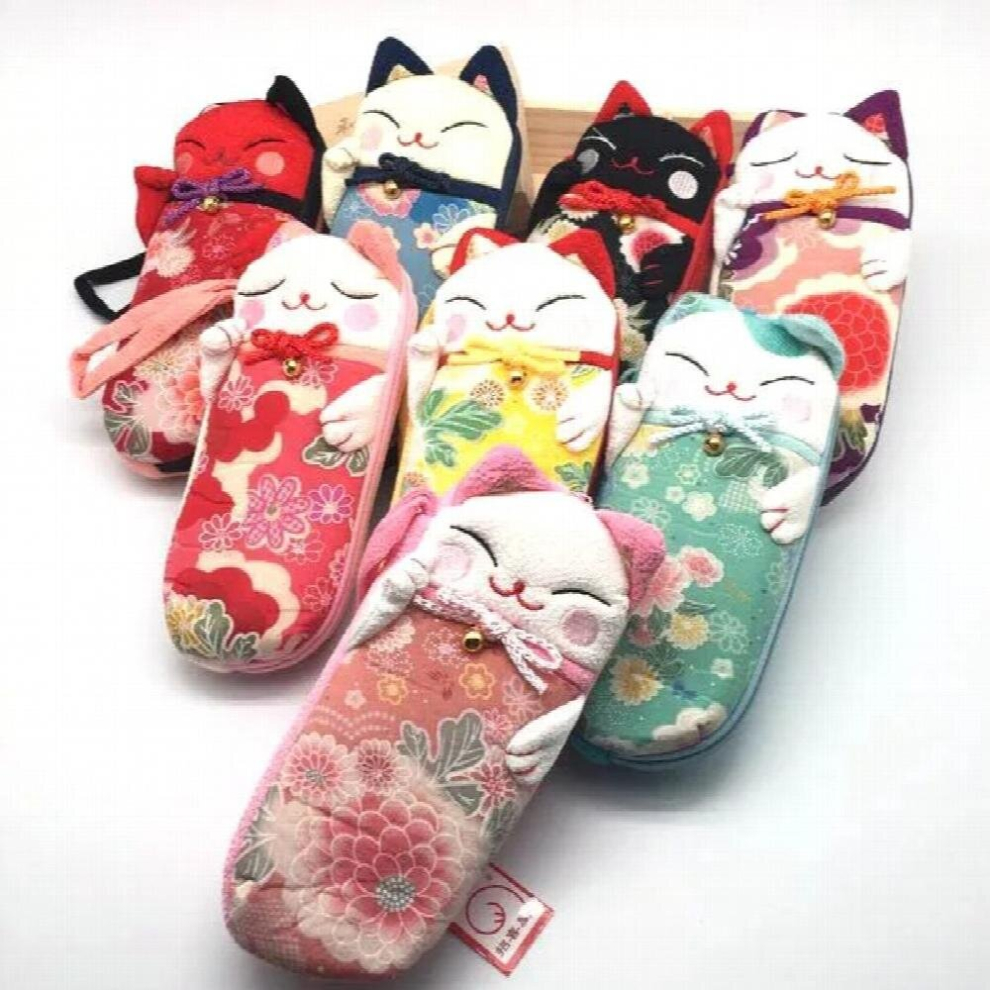 Multicoloured Cherry Blossoms Lucky Fortune Cat Glasses Case Software Eyeglasses Hard Shell Spectacle Box For Kids Sunglasses Pouch