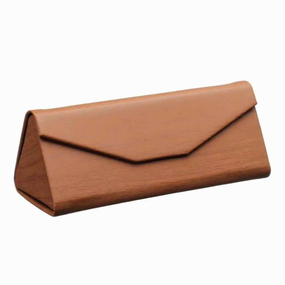 1PC Folding Sunglasses Box PU Waterproof Eyewear Case Wood Grain Portable Glasses Protective Box Strong Magnet Eyewear Case