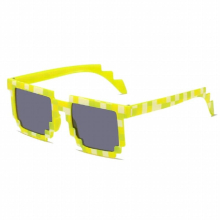 Vintage Square Novelty Mosaic Fishing Sun Glasses Unisex Pixel Sunglasses Outdoor Riding Glasses with Case Children Gift