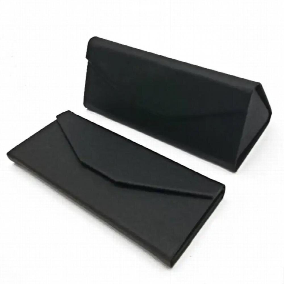 Foldable Triangular Leather Hard Case for Glasses Eyeglass Sunglasses lens container Box Purse Eyewear Accessories