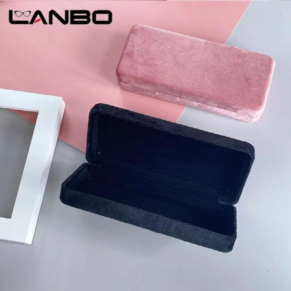 LANBO Pink Velvet suede glasses case men and women sunglasses box plain glasses spectacle case reading glasses case