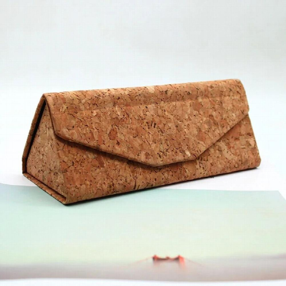 Natural Cork Eyeglasses Box Foldable Wooden Eyewear Storage Cases Presbyopic Sunglasses Triangle Folding Glasses Box