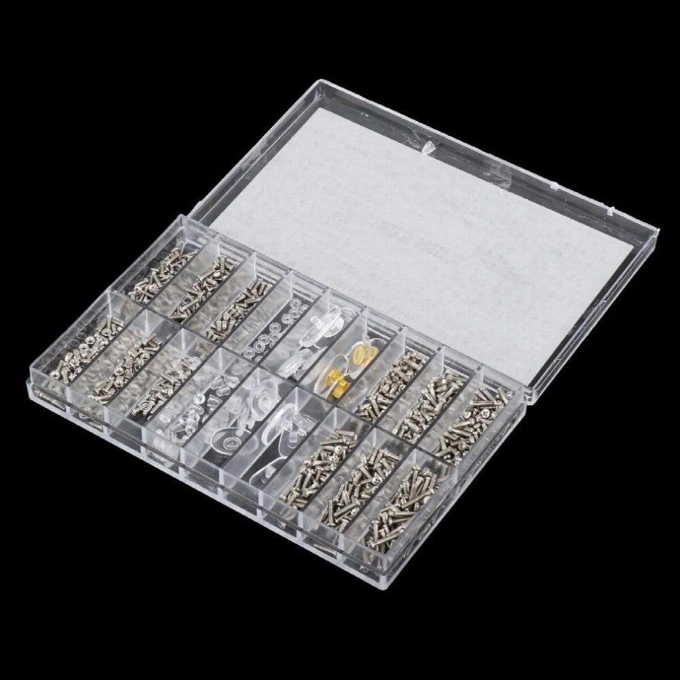 Eyeglasses Repair Kit Nose Pad Replacement Assorted Tiny Screws With Storage Box Eye Glass Repairing Tool For Sunglass Clock 885672083526
