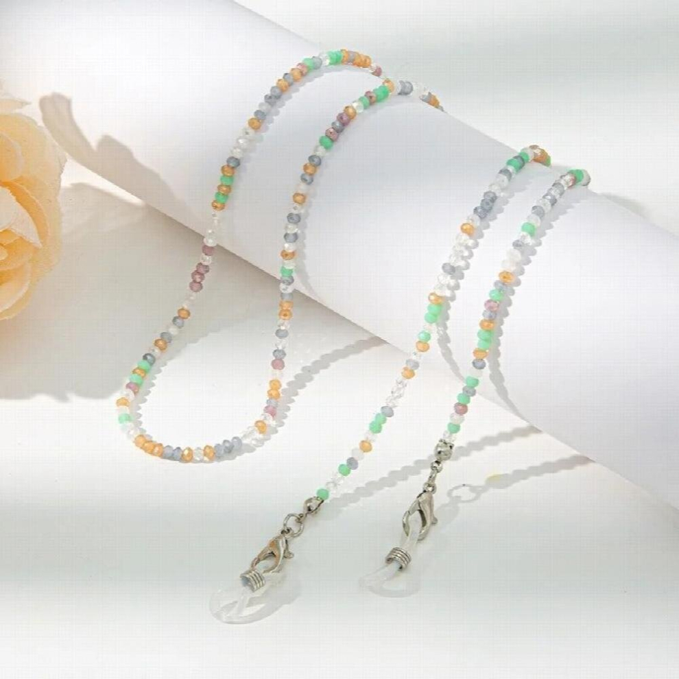 Ladies Glass Mixed Crystal Chain Boho Beaded Sunglasses Lanyard Anti-Lost Mask Chain Neck Strap Frame Glasses Accessories