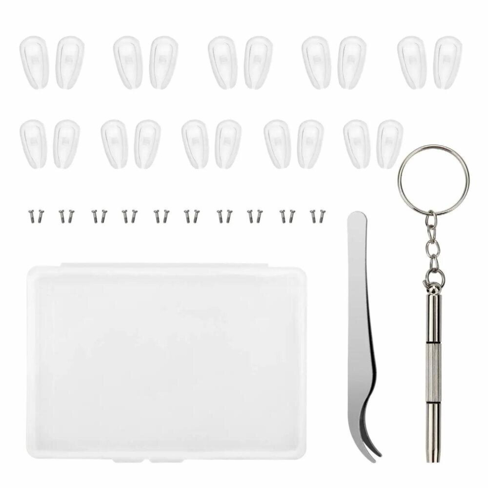 Silicone Nose Pads for Glasses Repair Tool Kit Spectacles Eyeglasses Sunglasses Watch Repair Screws Nuts Pads Screwdriver Tool