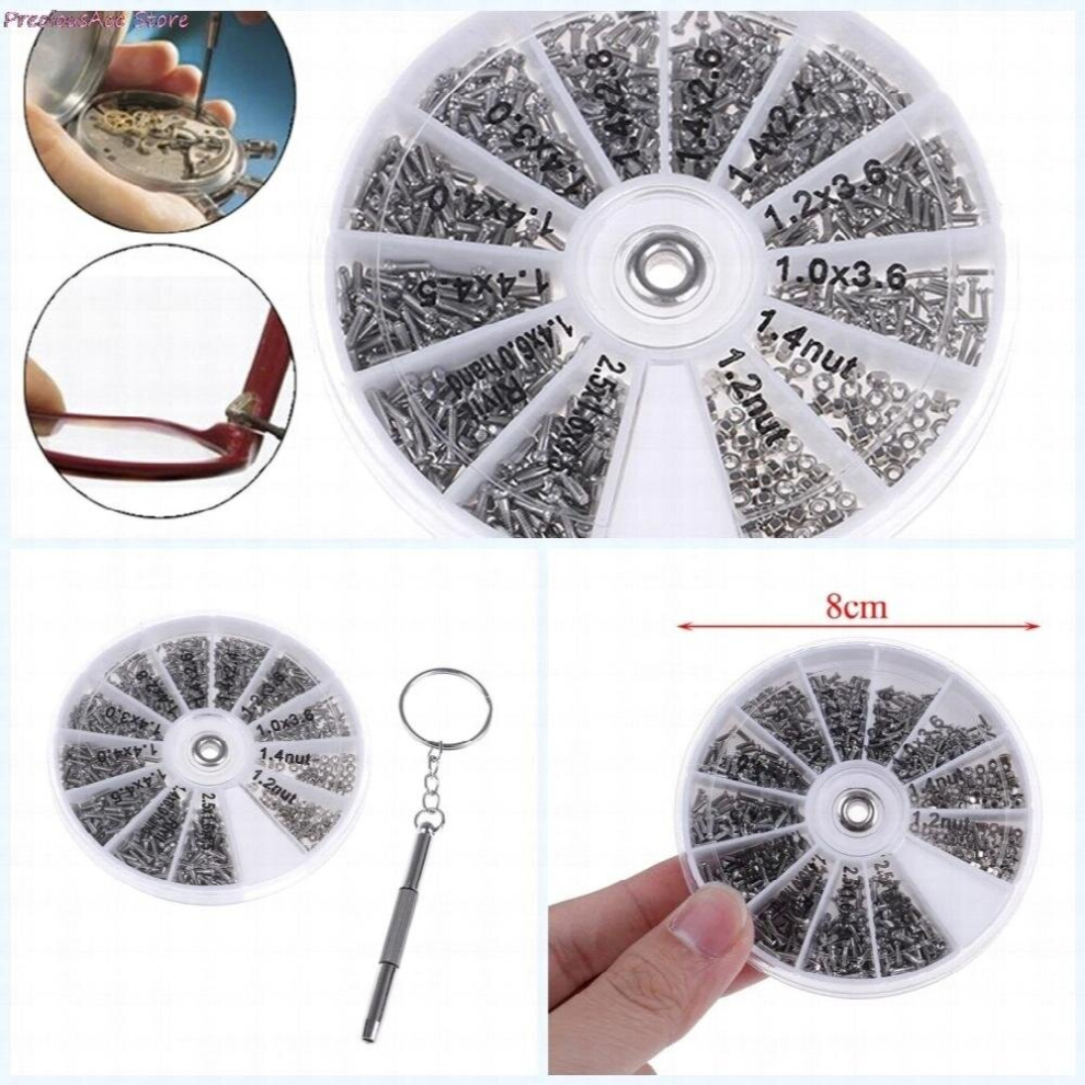 1000Pcs Screws & 1 Screwdriver Set Micro Glasses Sunglass Watch Spectacles Screws Nuts Screwdriver Repair Kits Tool Box 885672085391