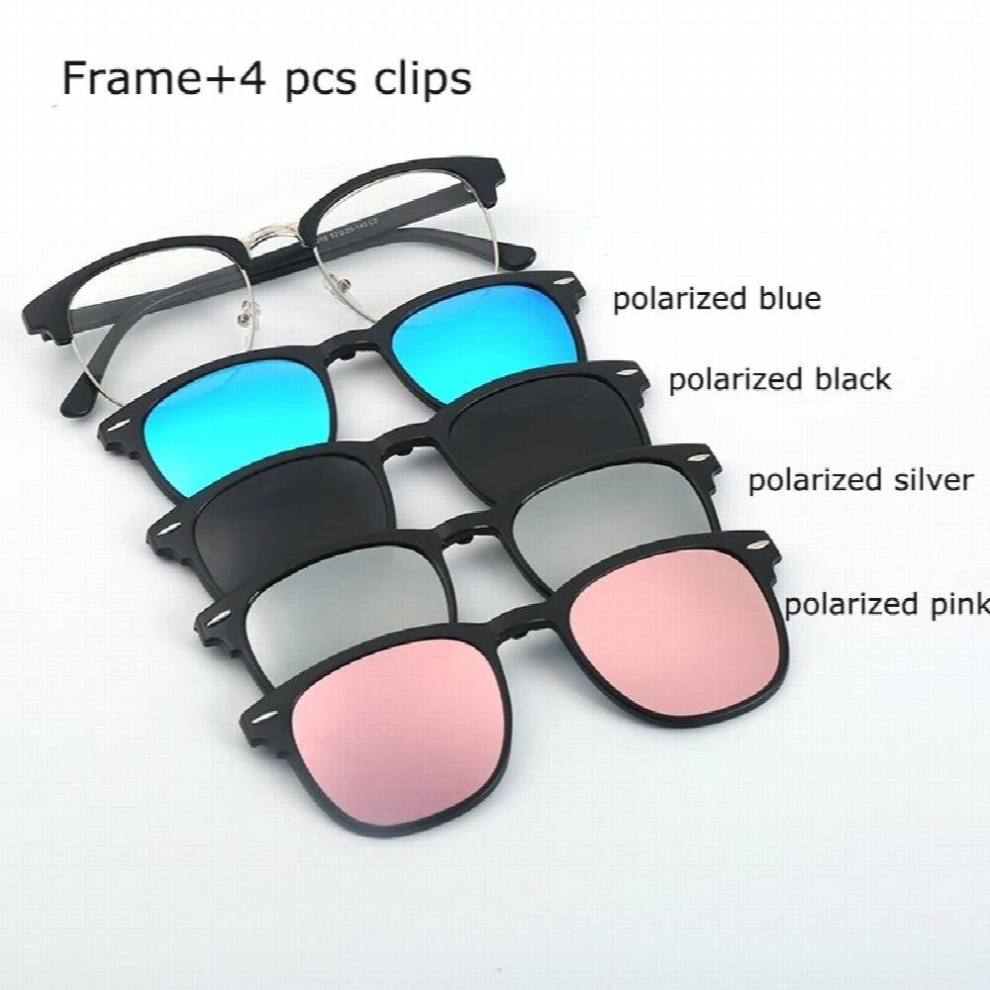 Spectacle Frame Eyeglasses Men Women With Polarized Clip On Sunglasses Magnetic Glasses Male Myopia Optical RS2218