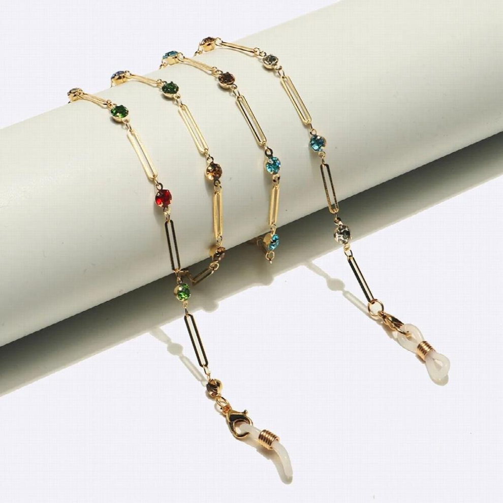 Multicoloured Multicolor Woman Sunglasses Chain Rhinestone Pendant Neck Chains Anti Falling Glasses Eyeglasses Cord Alloy Necklace