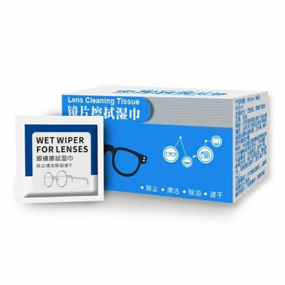 Multicoloured 100Pcs Glasses Cleaner Wet Wipe Disposable Anti Fog Misting Dust Remover Cleaning Lens Wipes Sunglasses Phone Screen