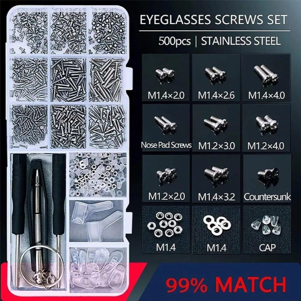 Kit Spectacles Watch Screwdriver Glasses Sunglasses Glasses Repair Repair Kit Tool Screw Nut Eyeglasses Repairing Set 885672092405