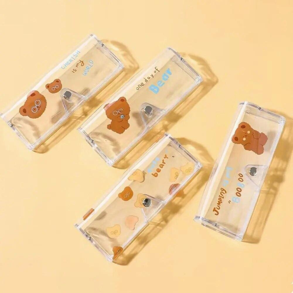 Students Cartoon Letter Flower Bear Glasses Case PVC Buckle Lovely Eyewear Protector Bag Rabbit Fruits Pattern Sunglasses Box