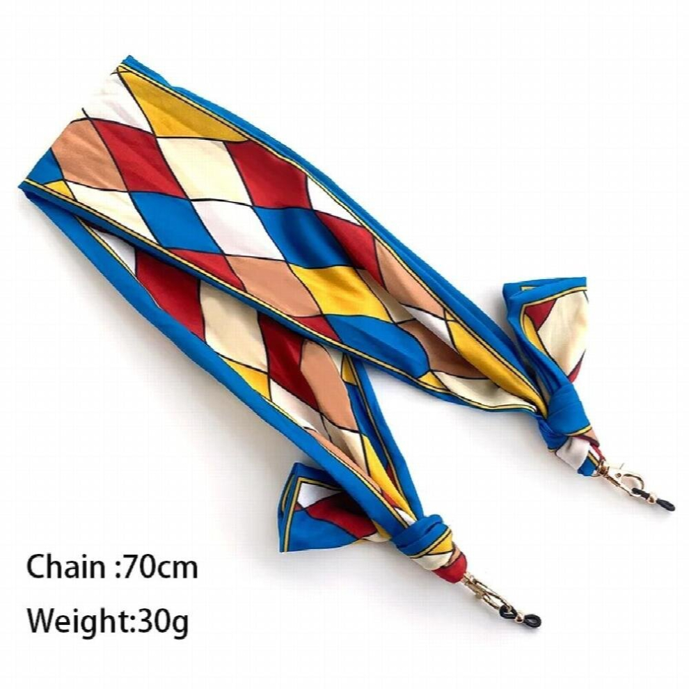 Nylon Rope Printing Silk Scarf Sunglasses Windproof Mask Chain Lanyard Plaid Fabric Splicing Glasses Chain Neck Strap