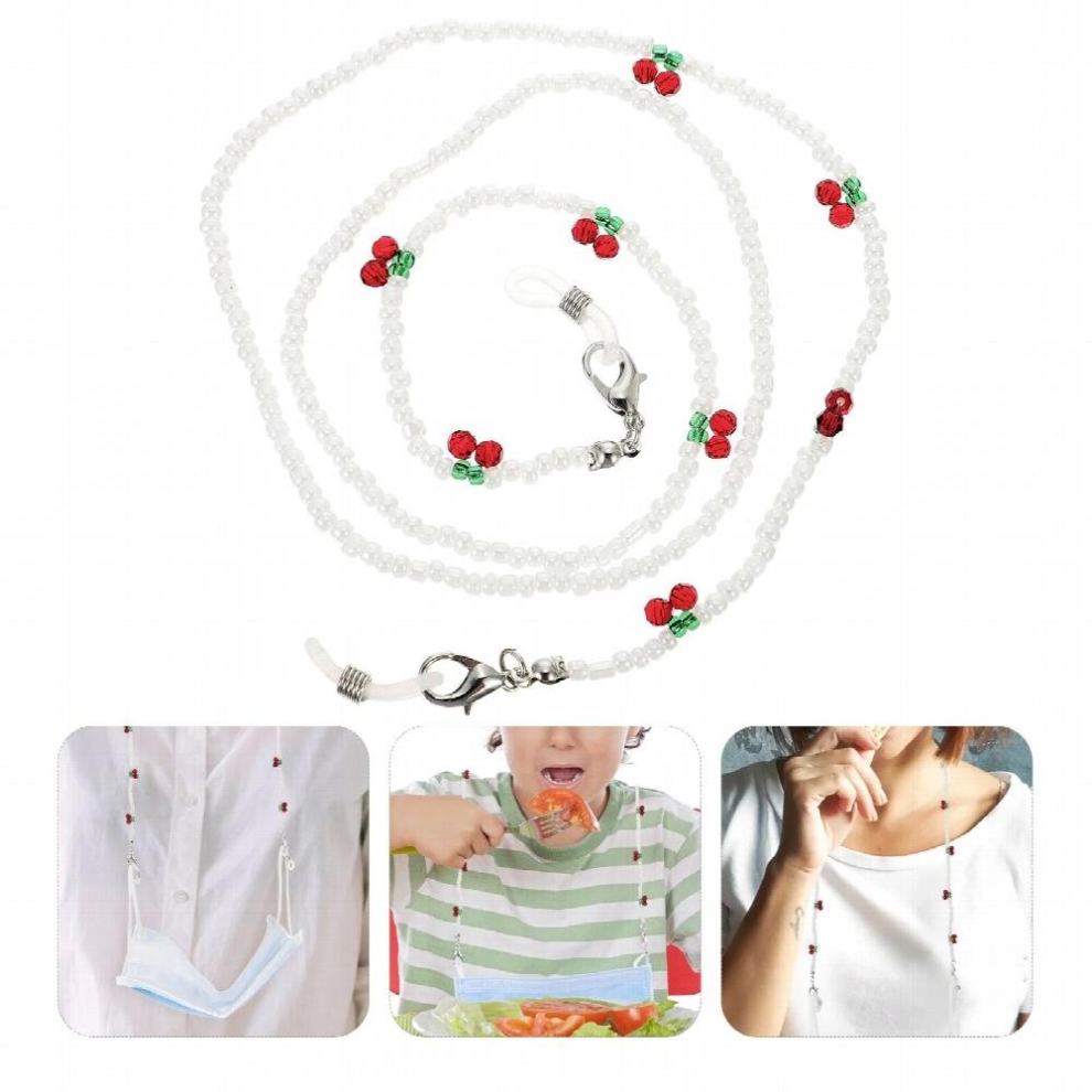 White Crystal Beaded Eyeglass Chain Anti-Lost Face Cover Lanyard Retainer Strap For Women