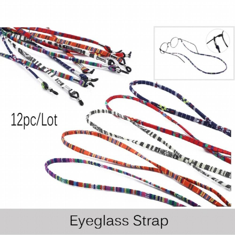 Multicoloured 12Pcs/Lot Retro Colorful Women Eyeglass Strap Sunglasses Cotton Neck String Cord Retainer Eyewear Lanyard Holder