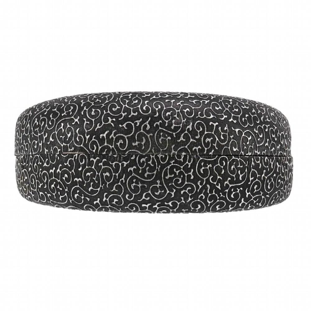 Large Clamshell Filigree Embossed Hard Sunglasses Case,Black&Silver