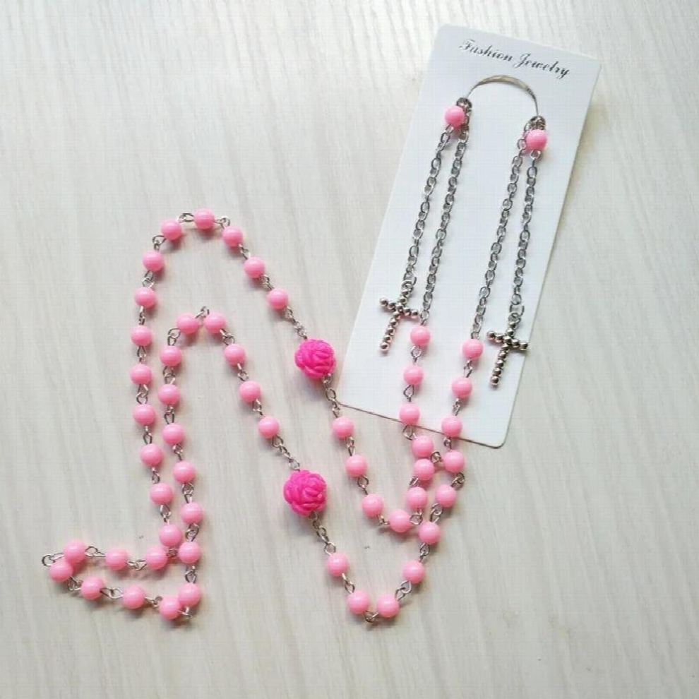 Multicoloured Eyewear Spectacles Sunglasses Lanyard Pink Beaded Cross Dangles Eyeglasses Chain With Lobster Clasp For Mask Chains Jewelry