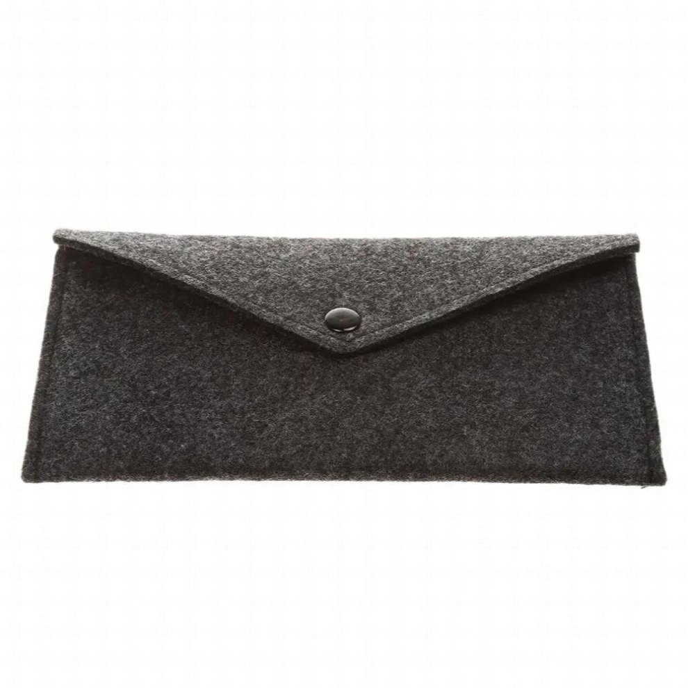 Black Wool Felt Eyeglasses Sunglasses Button Case Box Holder Pen Pouch /Grey/Dark Grey/ Grey/Red