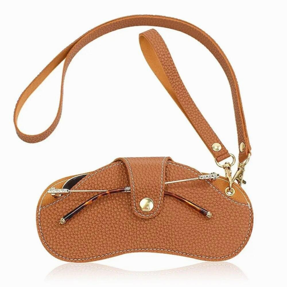 Portable Hanging Wrist Sunglasses Storage Box PU Leather Glasses Bag Eyeglasses Case Myopia Eyewear Pouch with Handle