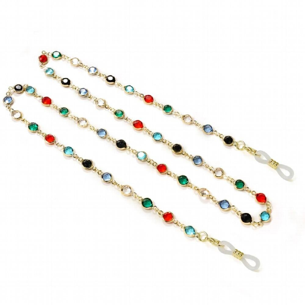 White Eyeglass Chains For Women- Sunglasses?Crystal?Chains For Women - ?Eyeglass Holders Beaded String Metal Cords