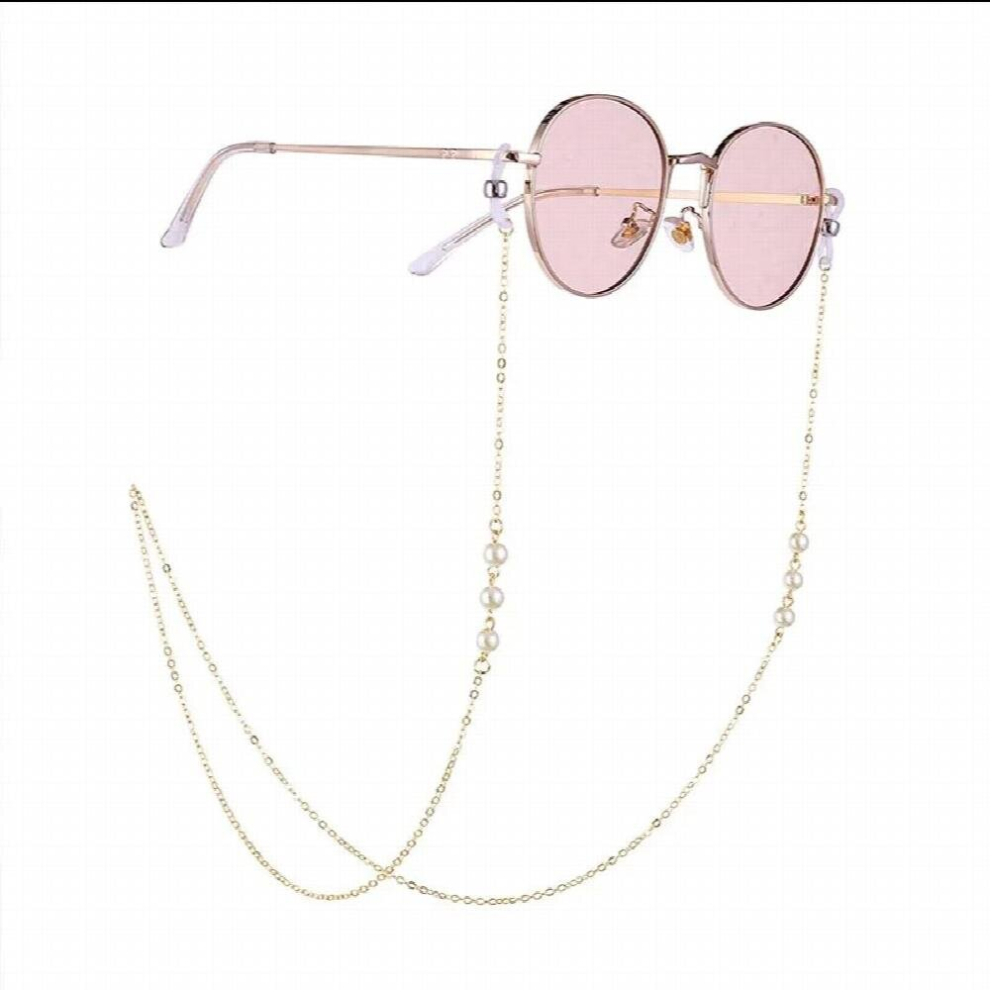 Multicoloured Women Glasses Chain Eyeglass Strap Sunglasses Pearls Alloy Anti-Slip Band Fou99
