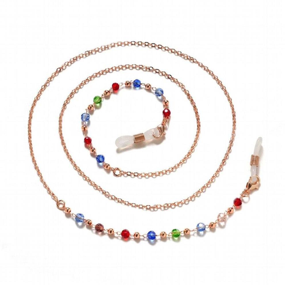 Multicoloured Crystal Glasses Hanging Rope Metal Copper Sunglasses Lanyard Eyeglasses Cord Glasses Chain Holder