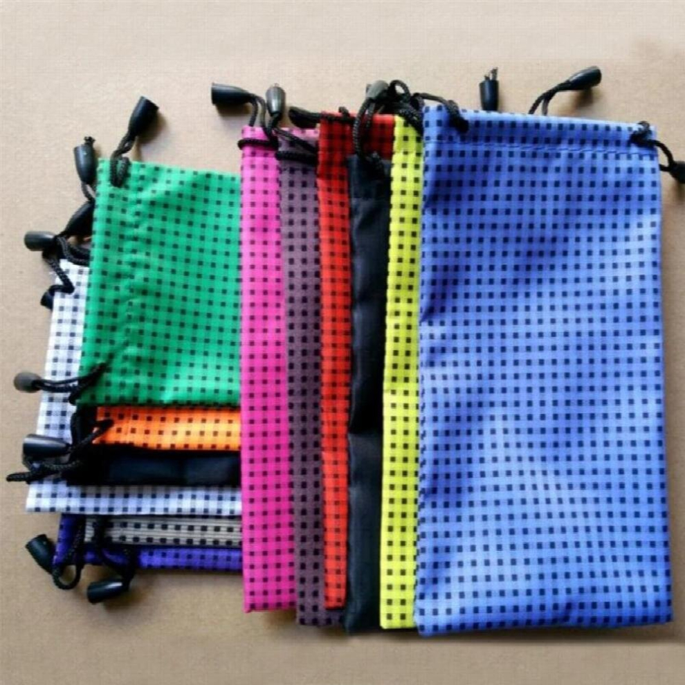 100 pcs/lot 18*9.5cm Glasses Case Soft Waterproof Plaid Cloth Sunglasses Bag Glasses Pouch