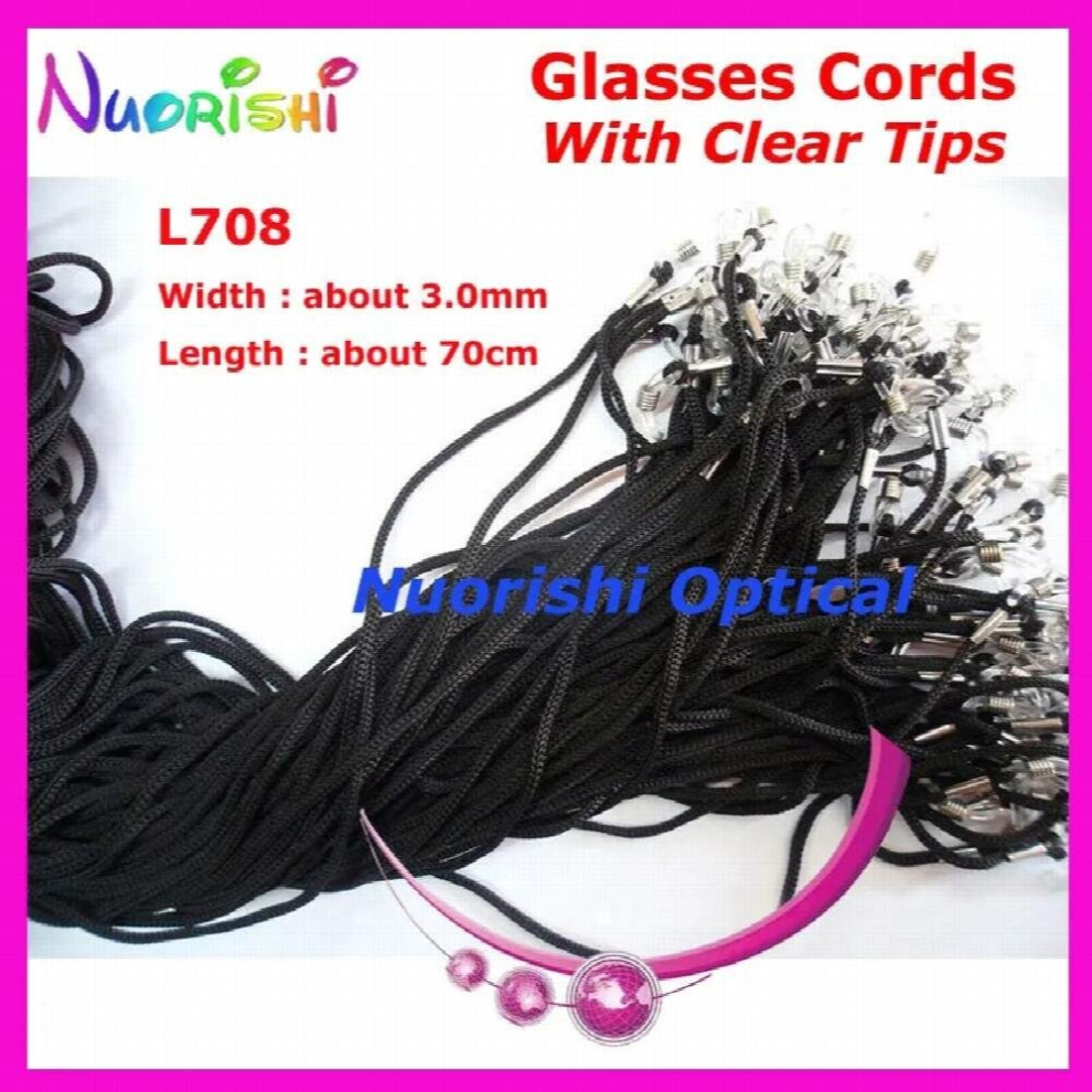 Multicoloured 100Pcs L708 Width 3.0Mm Eyeglass Sunglasses Polyester Neck String Cord Retainer Glasses Lanyard Holder With Clear Tips