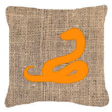 Snake Burlap And Orange Indoor & Outdoor Fabric Decorative Pillow - Orange - 14 x 3 x 14 in.