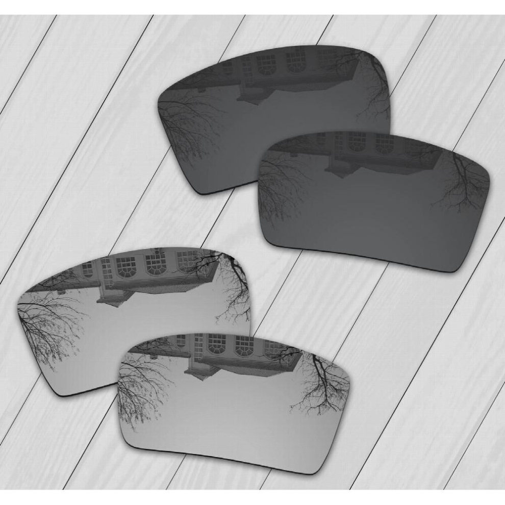 E.O.S 2 Pairs & Silver Polarized Replacement?Lenses?for?Oakley?Eyepatch 2 OO9136 Sunglasses