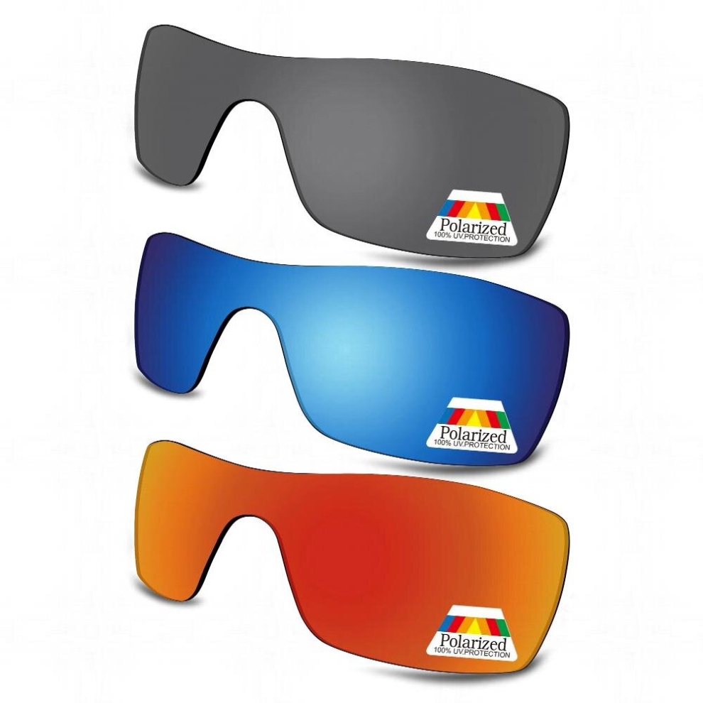 3 Pieces & & Fire Red Polarized Replacement Lenses for-Oakley Batwolf OO9101 Sunglasses Frame