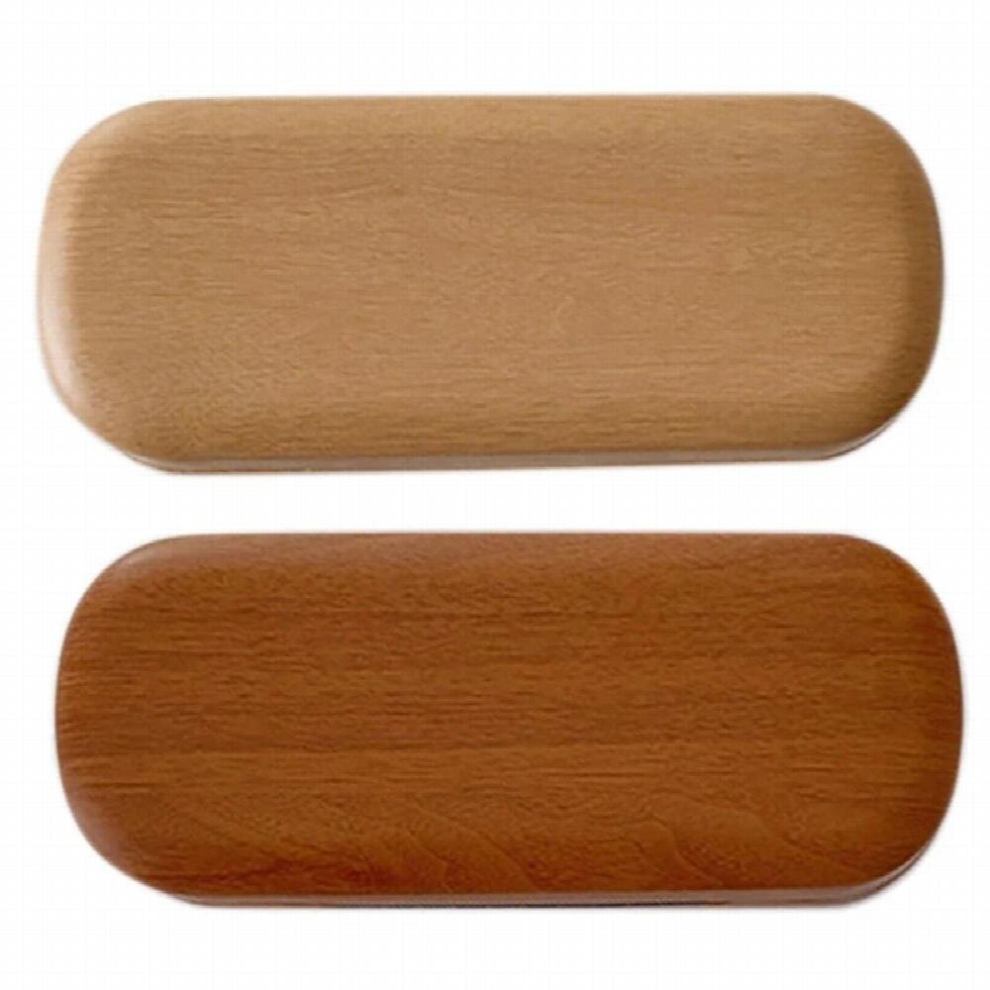 2 Pcs Hard Wooden Grain Spectacle Frame Box Reading Glasses Sunglasses Holder Storage Case, Tea Brown & Light Wood