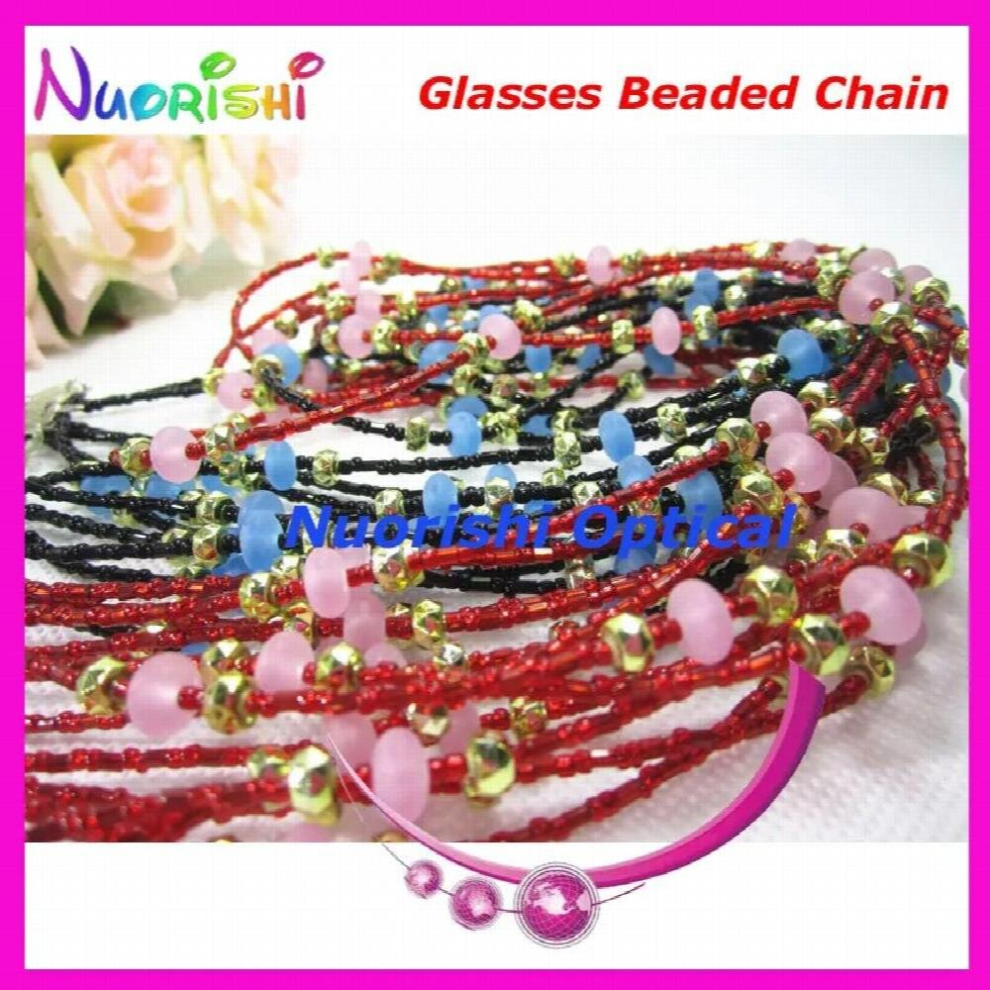 Multicoloured 12Pcs Nice Beaded Steel Wire Rope Eyeglass Sunglasses Eyewear Spectacle Chain Cords Lanyard L850
