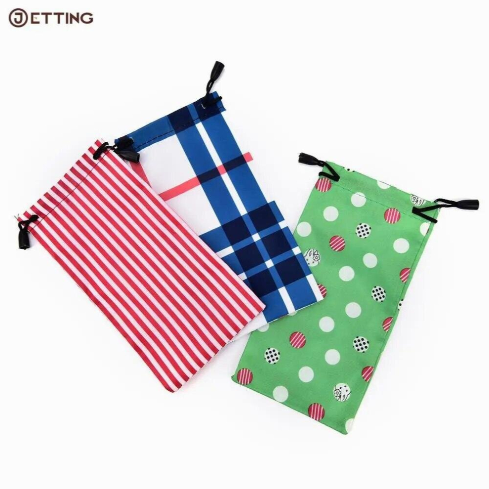 5pcs/lot Polyester 175gsm Pull Ropes Glasses Bag Sunglass Eyewear Glass Cloth Bag Pouch Random 18*9cm