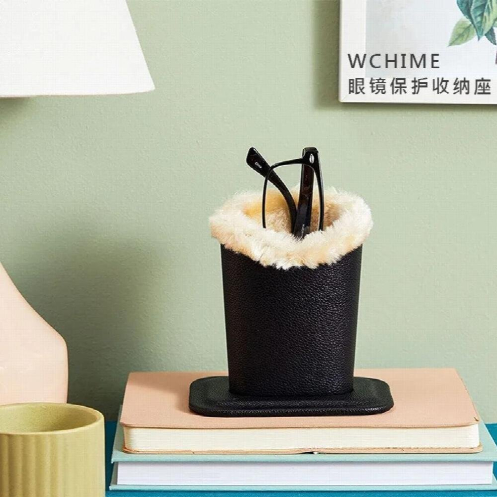 PU Leather Eyeglass Holders Sunglass Stands With Soft Plush Lining Eyeglass Holder Stands Safe Plush Lined Glasses Case