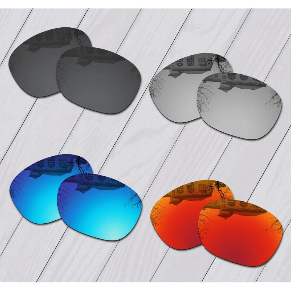 E.O.S 4 Pairs & Silver & Ice & Fire Red Polarized Replacement?Lenses?for?Oakley?Garage Rock OO9175 Sunglasses