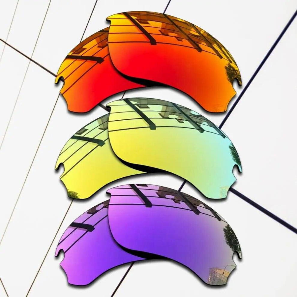 E.O.S 3 Pairs Fire Red & Purple & 24K Polarized Replacement?Lenses?for?Oakley?Flak Draft OO9364 Sunglasses