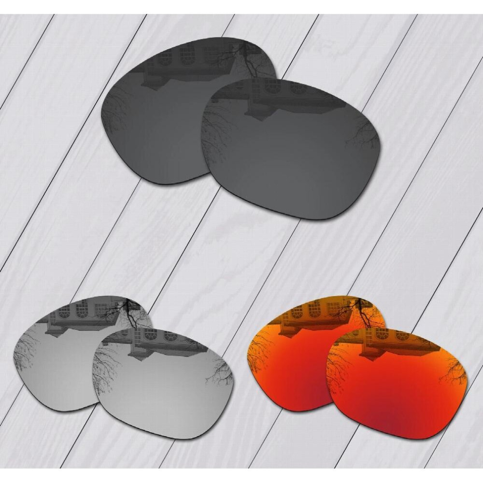 E.O.S 3 Pairs & Silver & Fire Red Polarized Replacement?Lenses?for?Oakley?Garage Rock OO9175 Sunglasses-image-OPC-PCRGXHN-NEW
