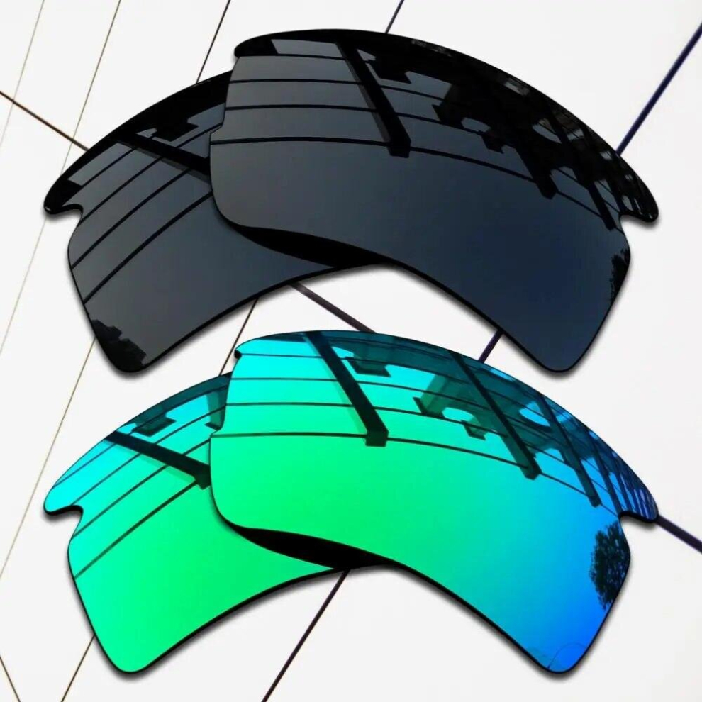E.O.S 2 Pairs & Emerald Green Polarized Replacement?Lenses?for?Oakley?Flak 2.0 XL OO9188 Sunglasses