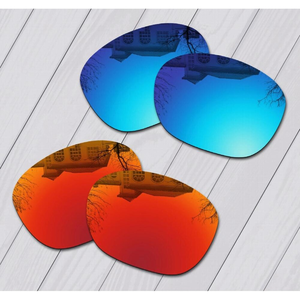 E.O.S 2 Pairs Ice & Fire Red Mirror Polarized Replacement?Lenses?for?Oakley?Garage Rock OO9175 Sunglasses