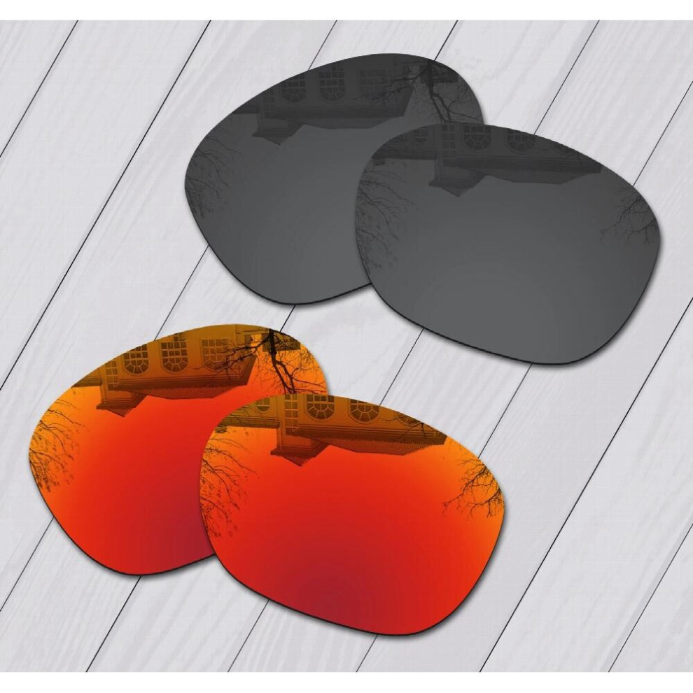 E.O.S 2 Pairs and Fire Red Polarized Replacement?Lenses?for?Oakley?Garage Rock OO9175 Sunglasses